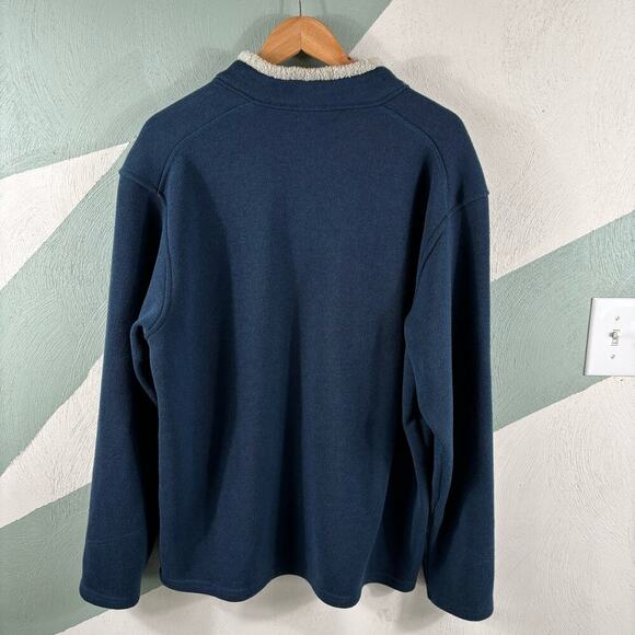 Columbia Mens Size XL Faux Fur Fleece Quarter Zip Pullover Blue Sweater - Picture 10 of 10